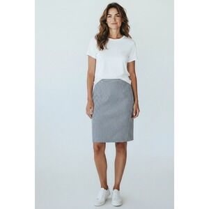 Banana Republic Blue White Striped Seersucker Pencil Skirt Women's 10